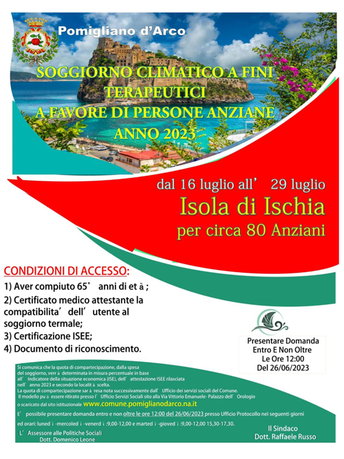 Soggiorno climatico per persone anziane residenti a Pomigliano dArco 1